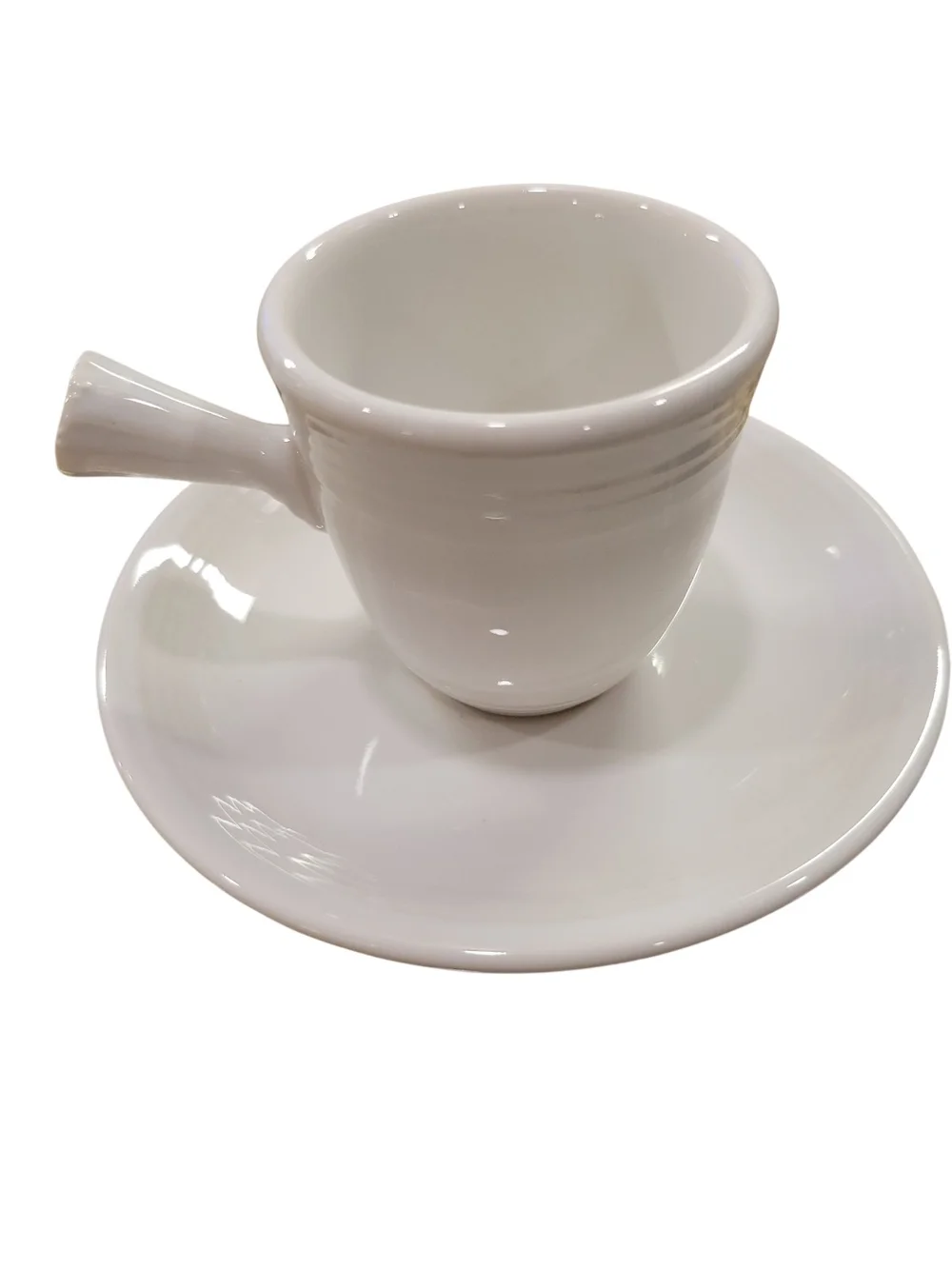 🤍 Fiesta® White Stick Handle Demitasse Cup & Saucer Set | Retired | USA Made